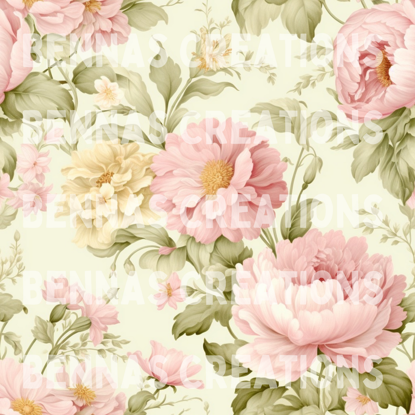 Pastel Pink/Green Floral Seamless File