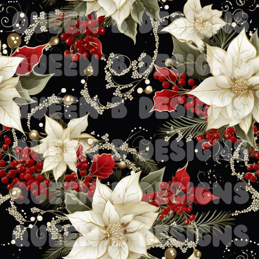 Dark Christmas Floral Seamless File