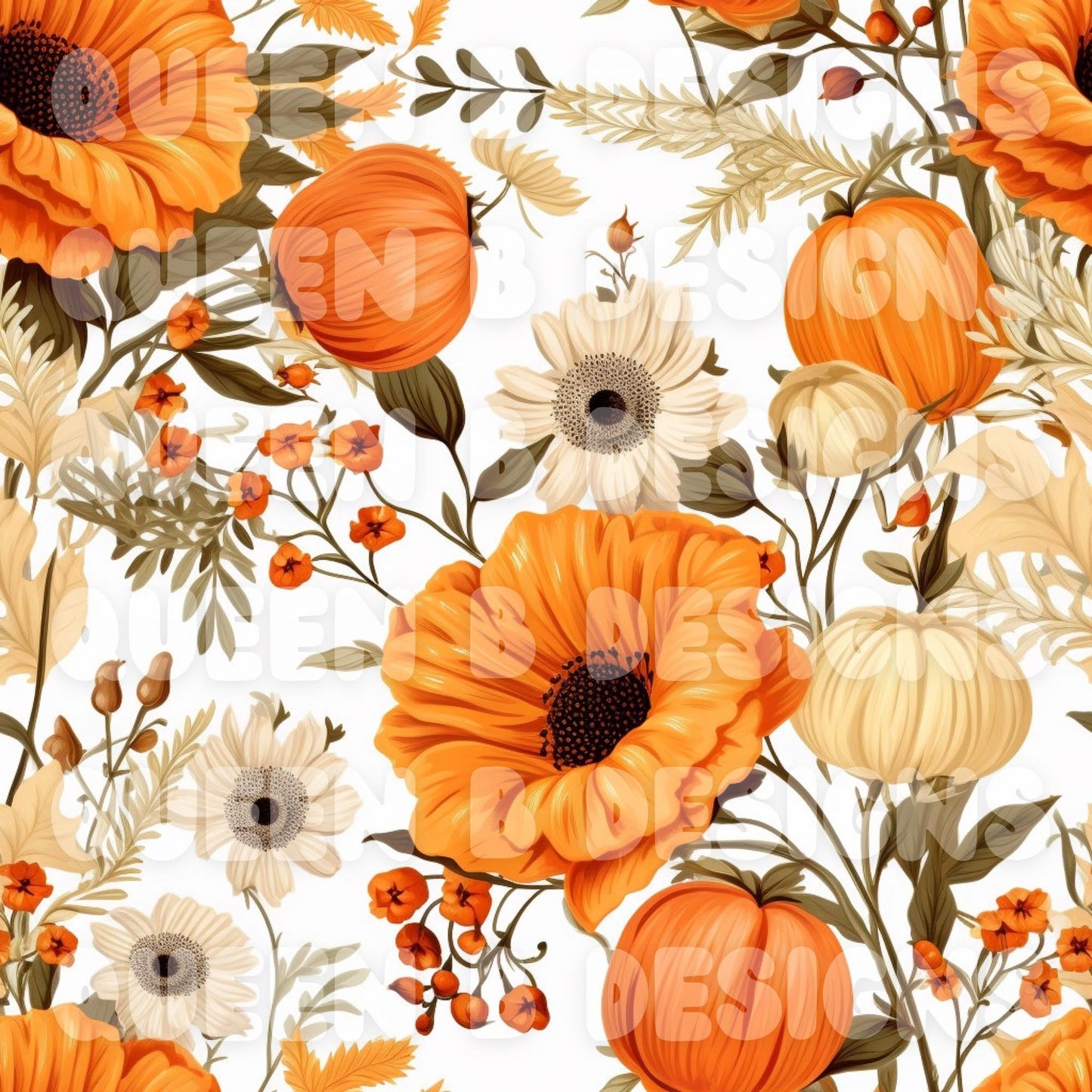 Fall Pumpkins/Floral Seamless File