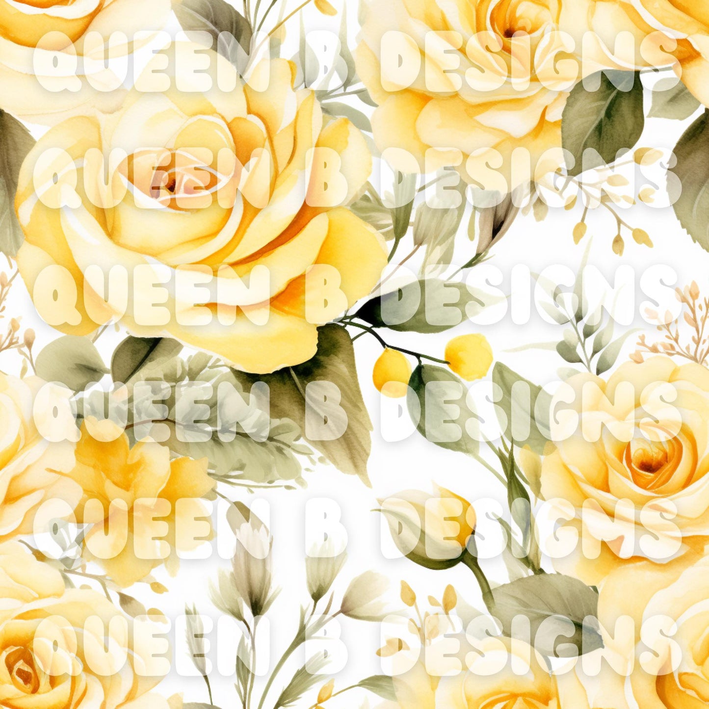 Watercolor Yellow Roses Seamless File