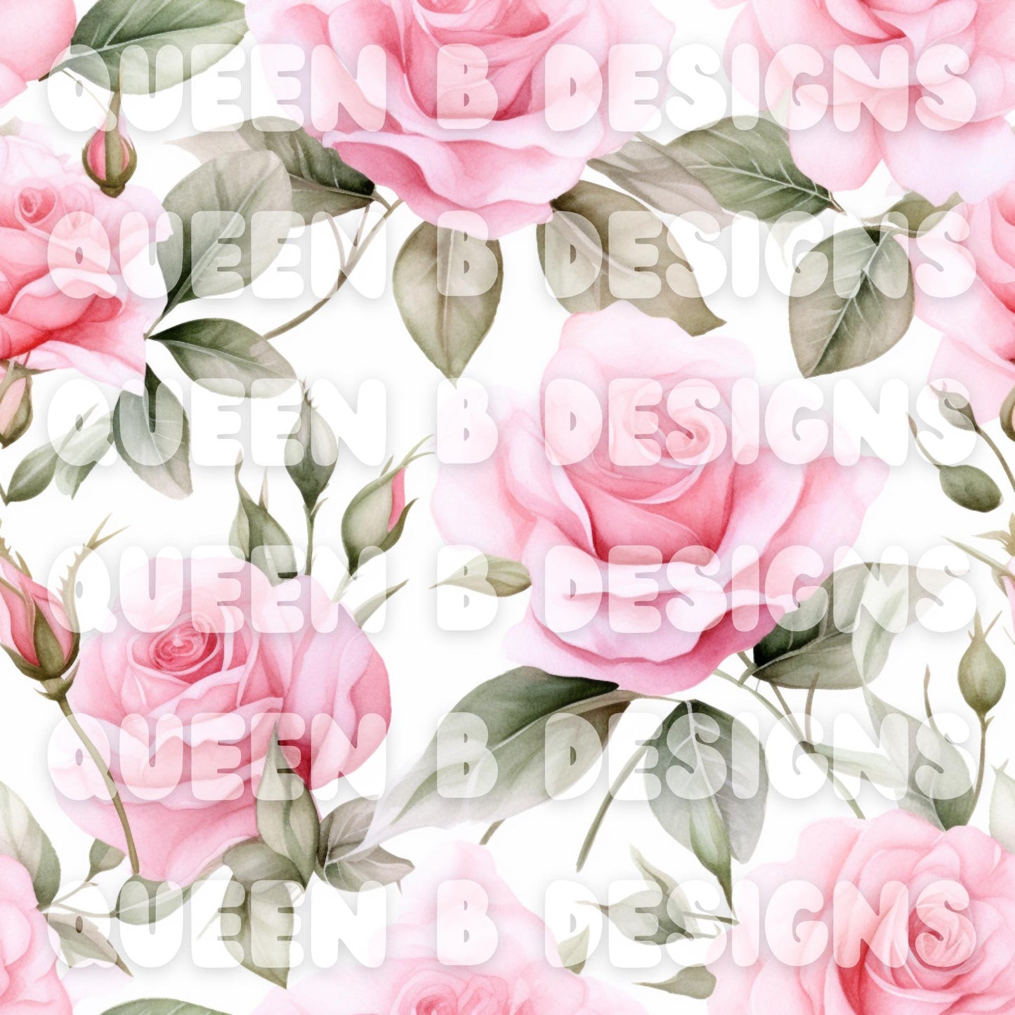 Watercolor Pink Roses Seamless File