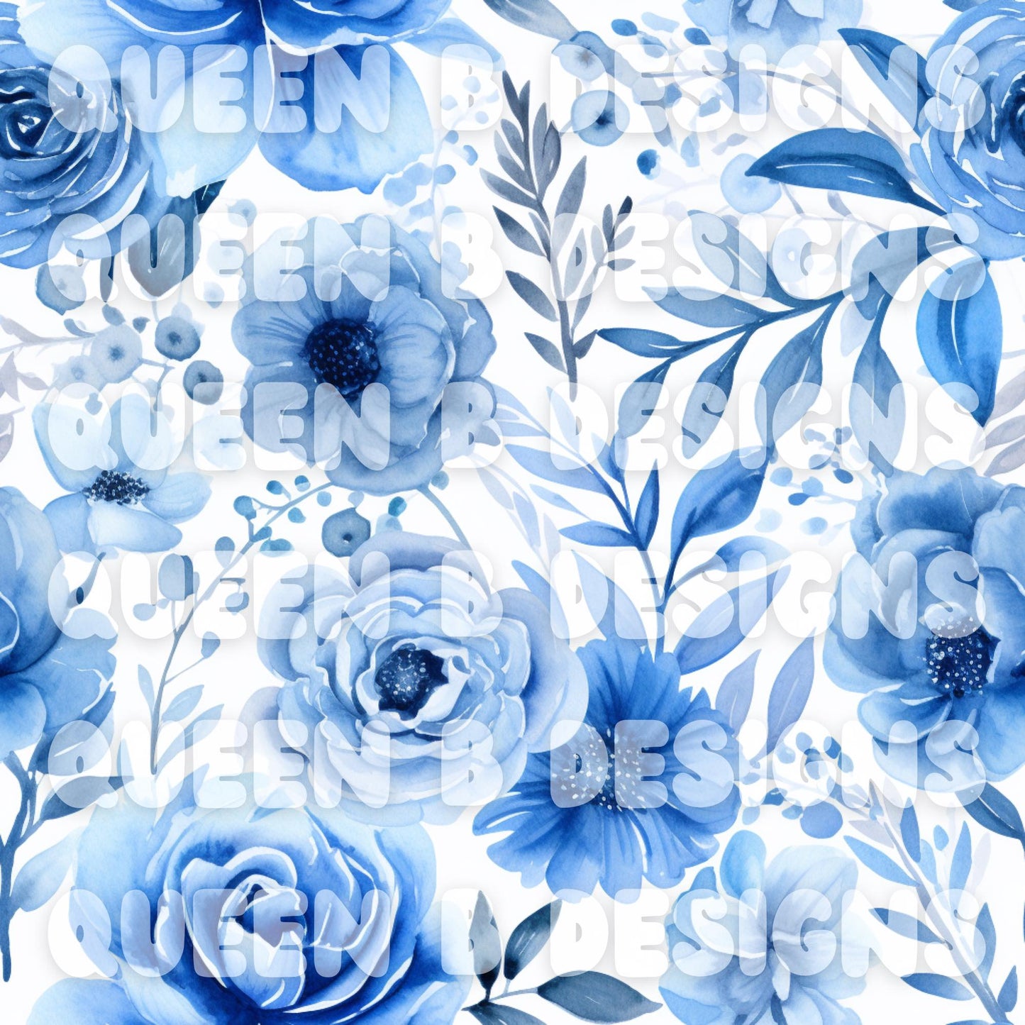 Watercolor Floral Blue Seamless File