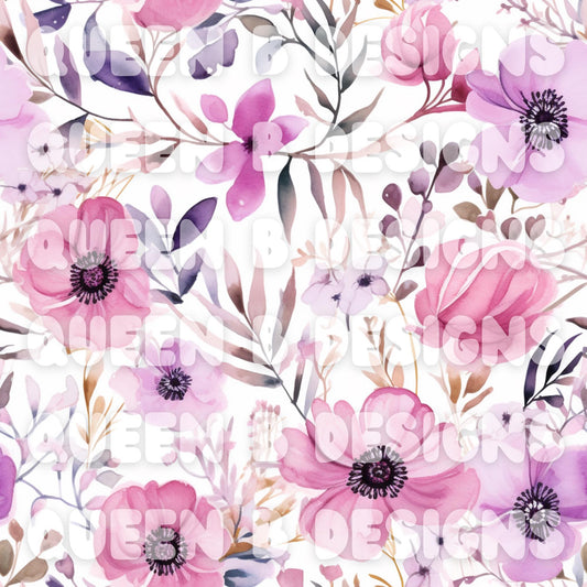 Watercolor Purple Floral Seamless File