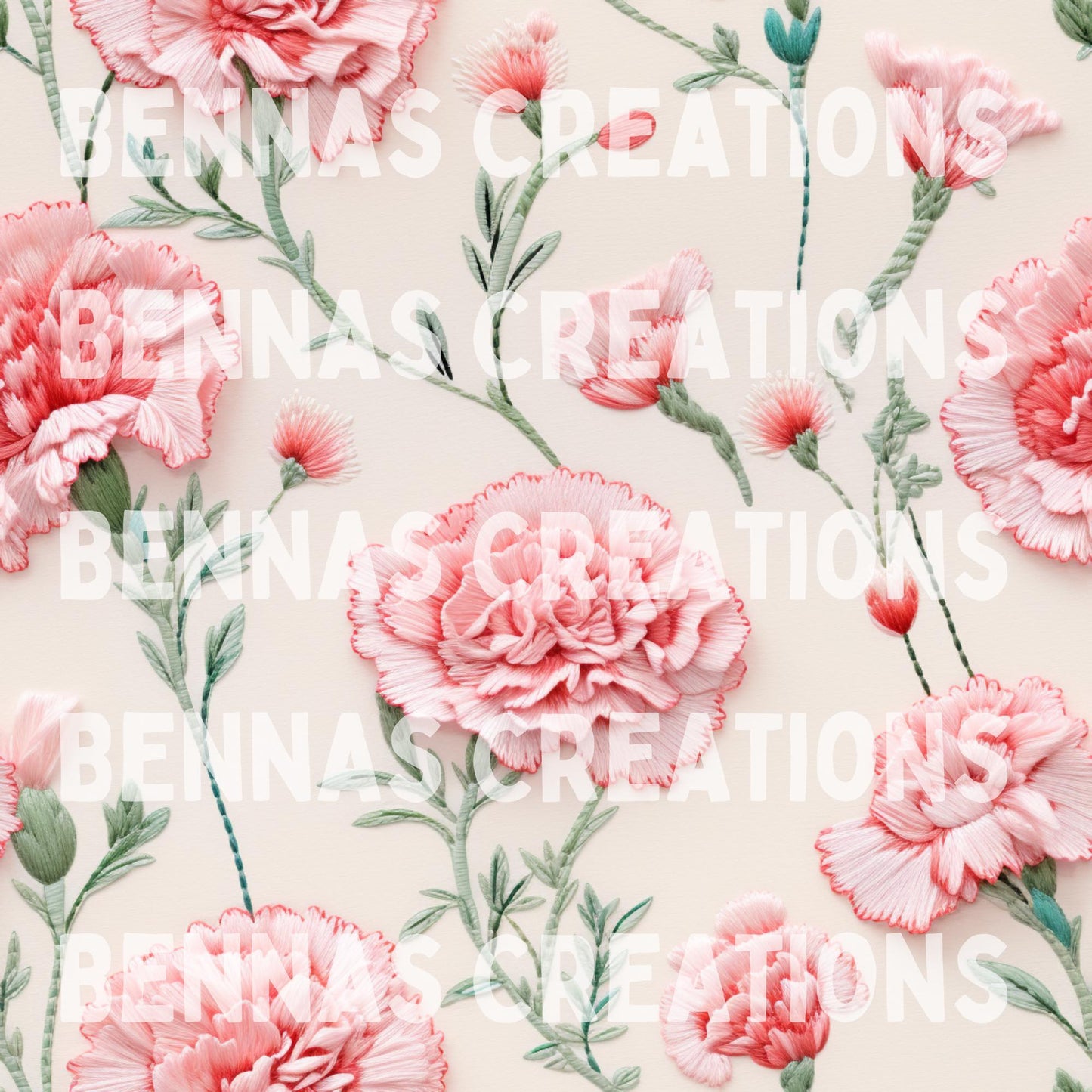 Embroidered Carnations Seamless File