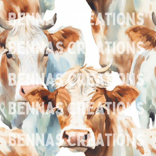 Watercolor Cows Seamless File