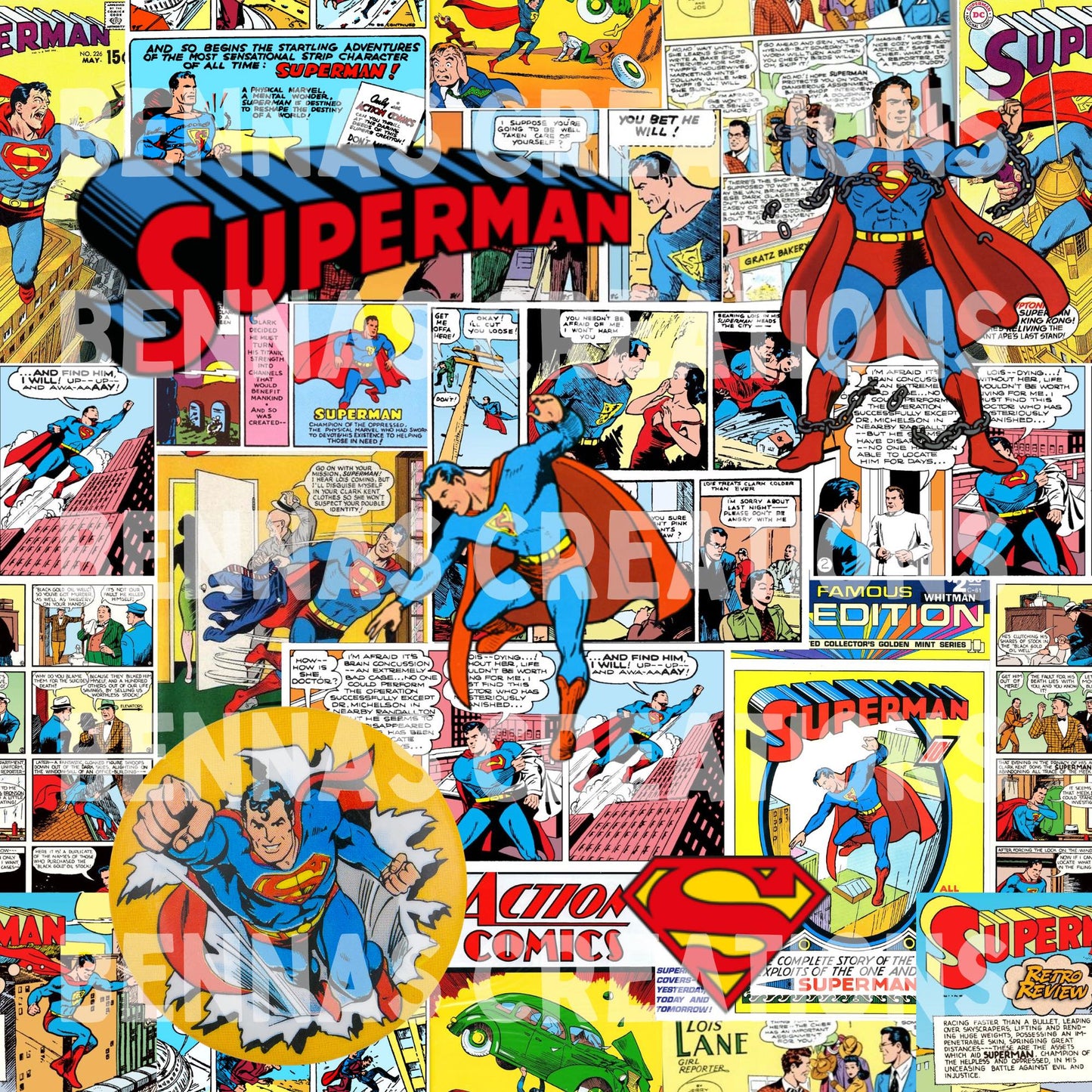 Caped Hero Comic Collage