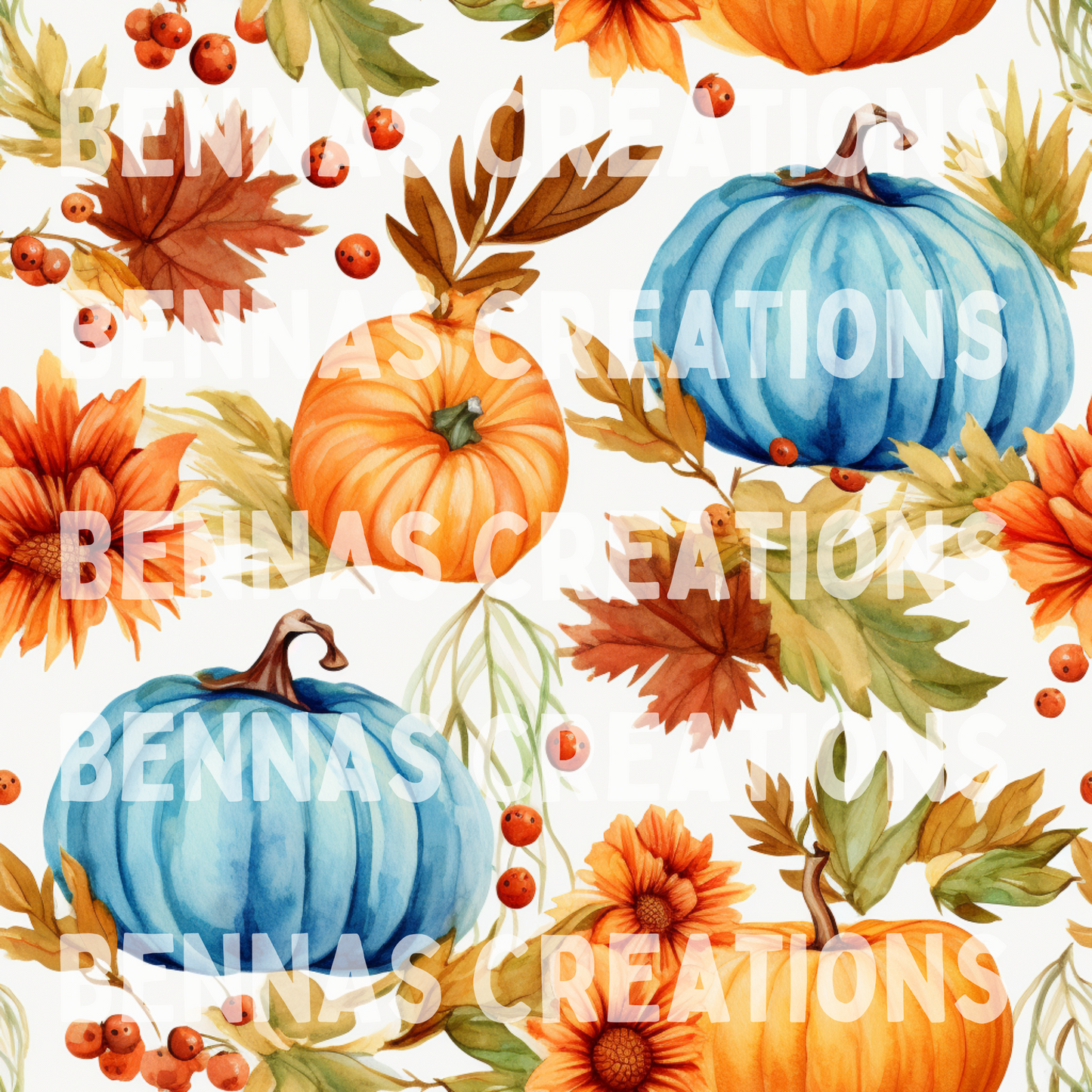 Watercolor Fall Harvest Seamless File