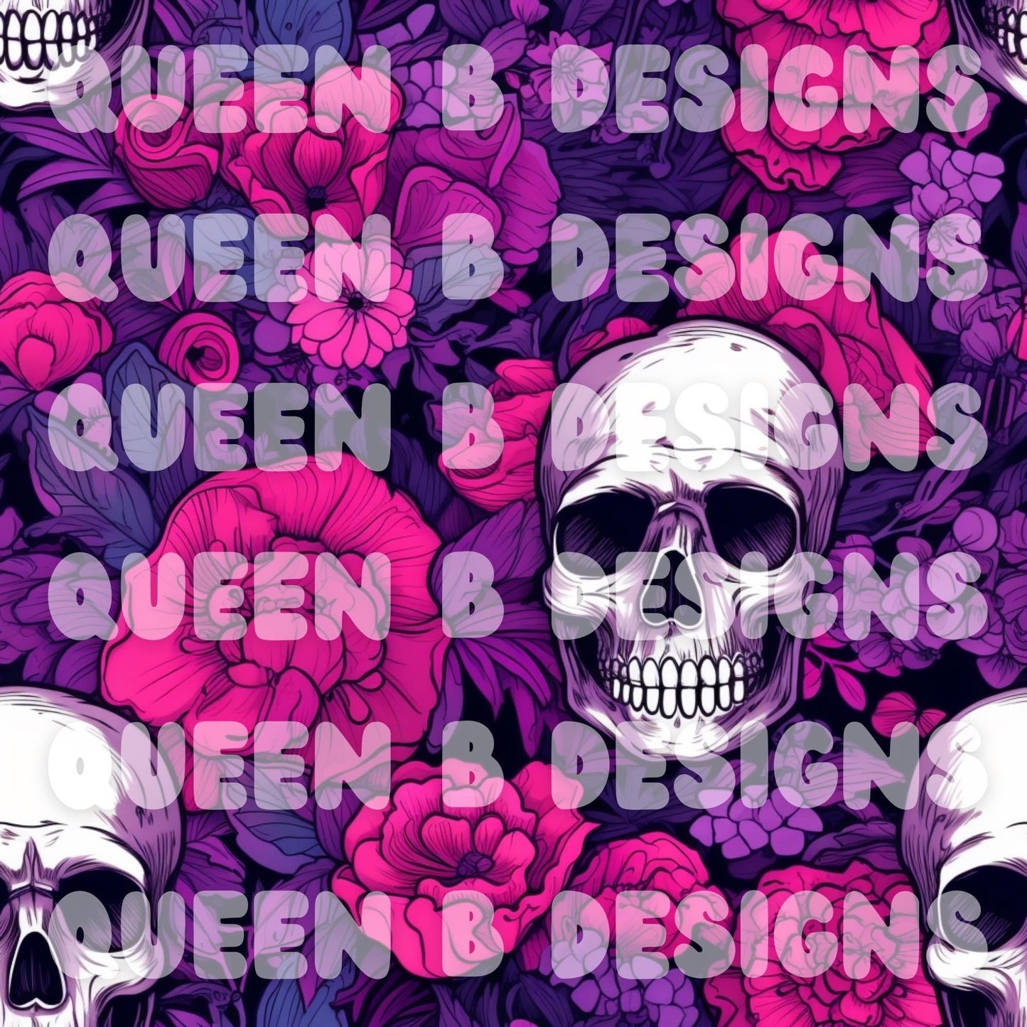 Neon Floral Skulls