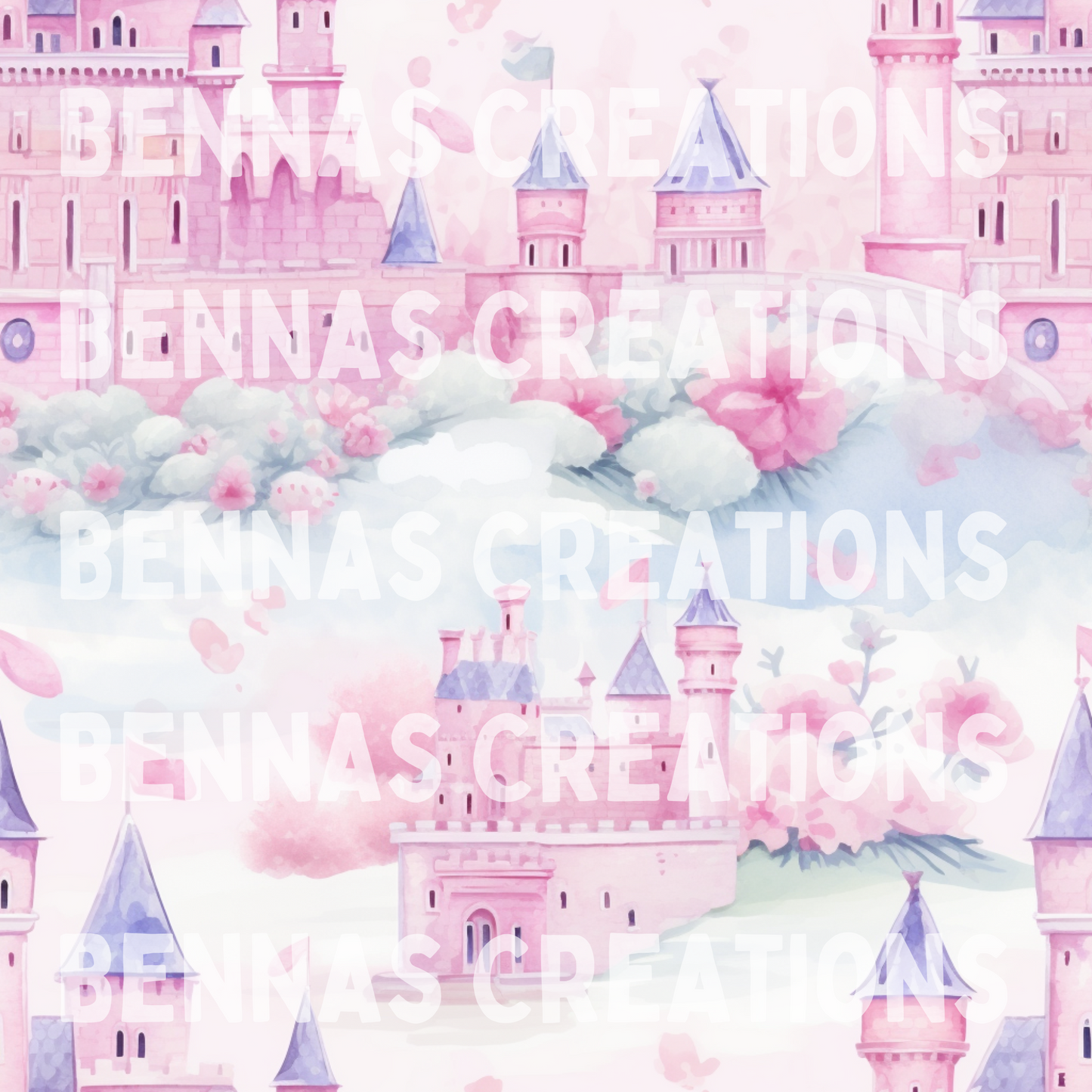 Watercolor Princess Castle Seamless File