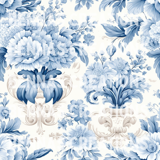 Blue Antoinette Floral Seamless File