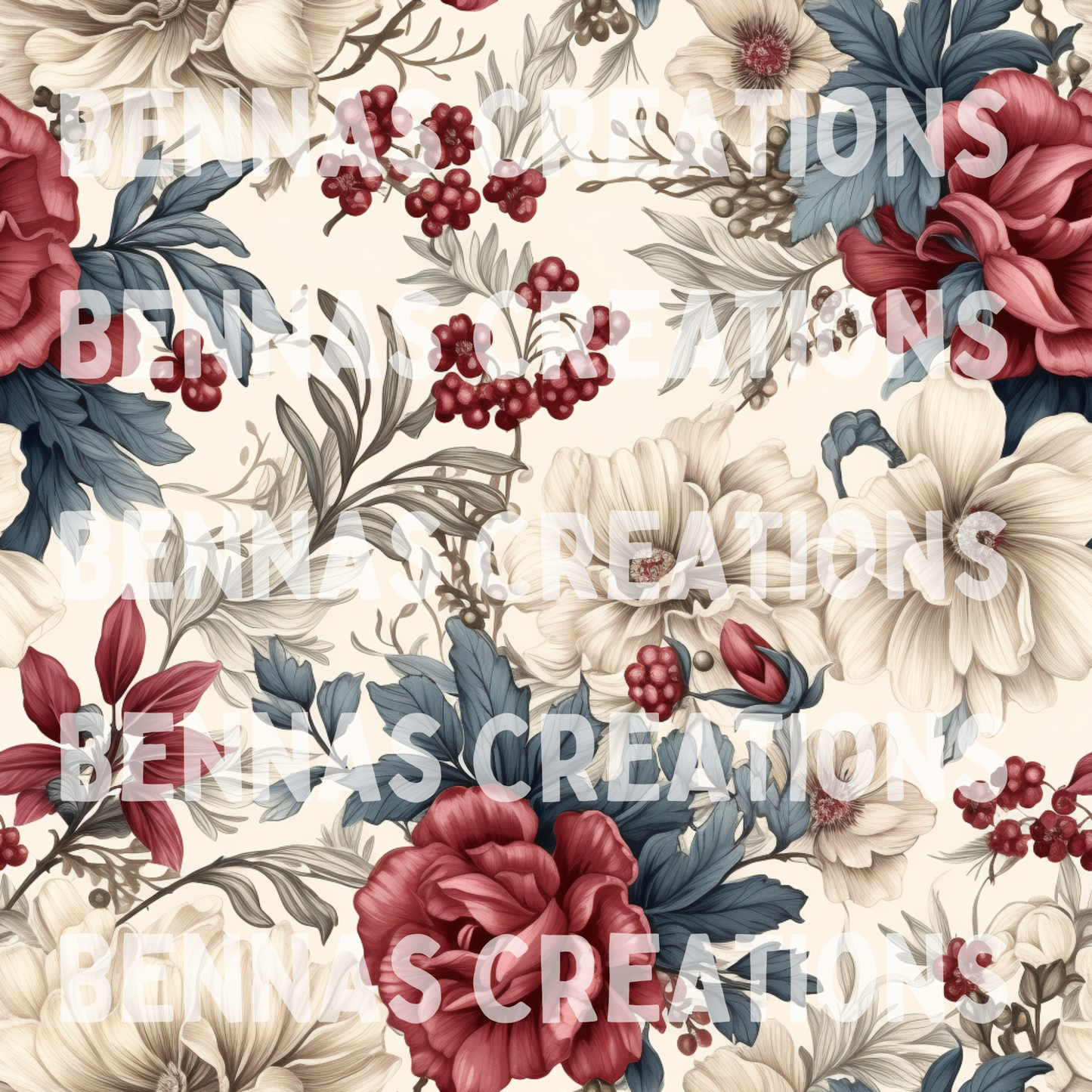 Victorian RWB Floral Seamless File