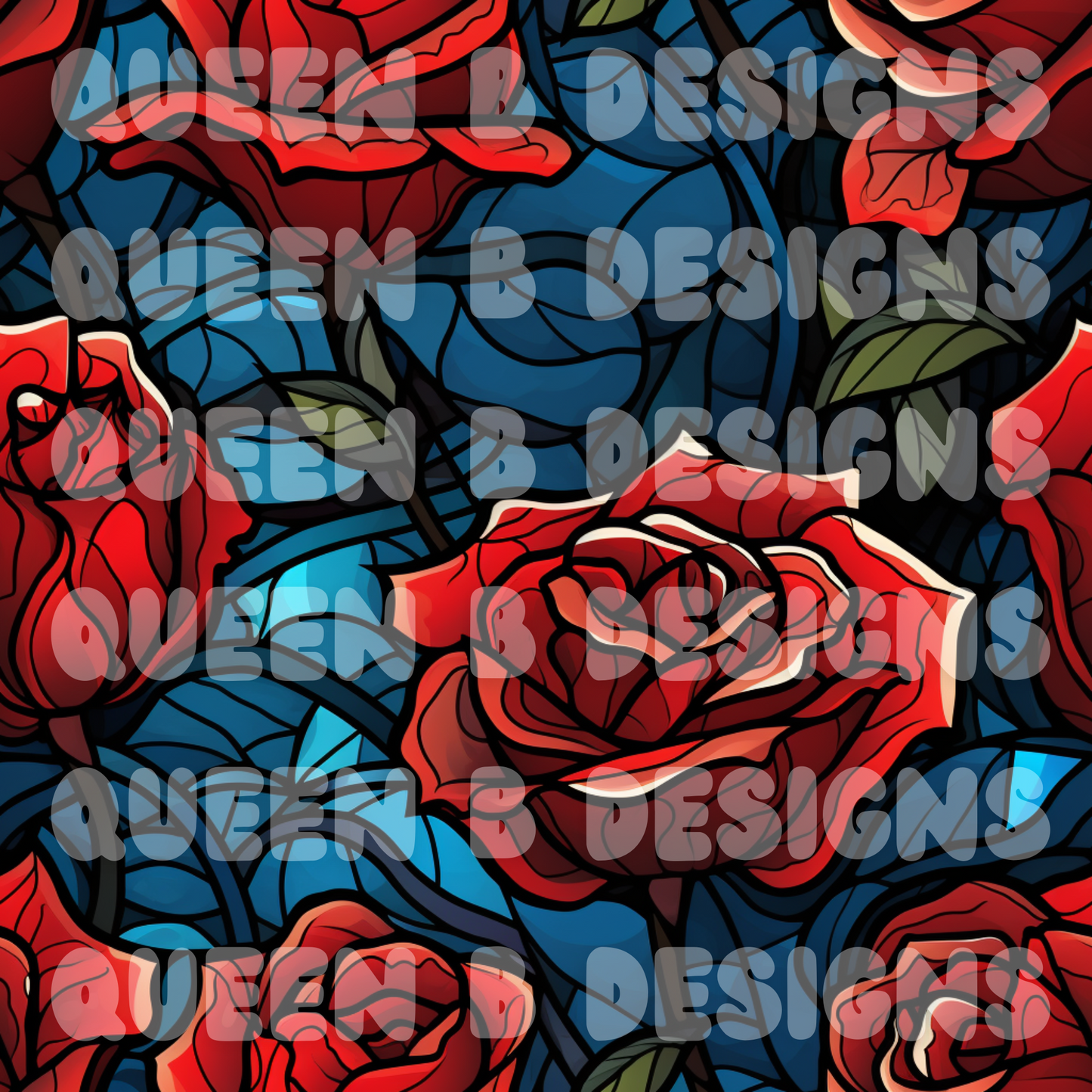 Stained Glass Roses Seamless File