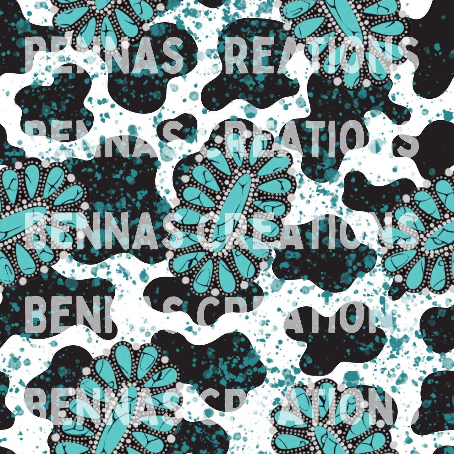 Turquoise Cow Print Seamless File