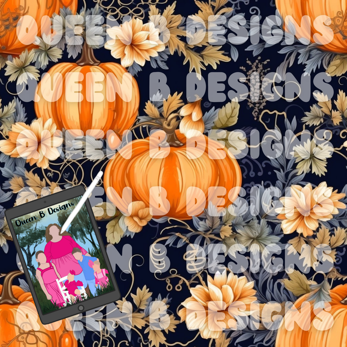 Pumpkin Floral Seamless File