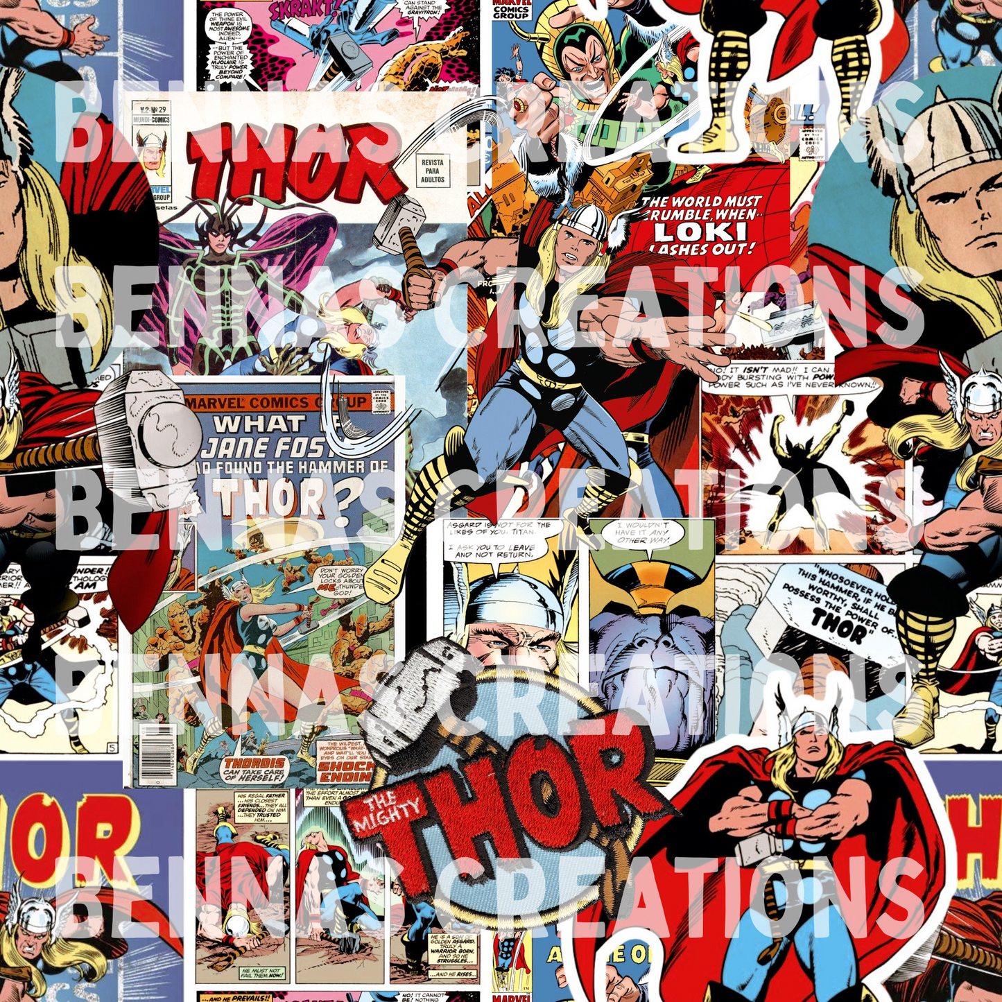 God of Thunder Comic Collage