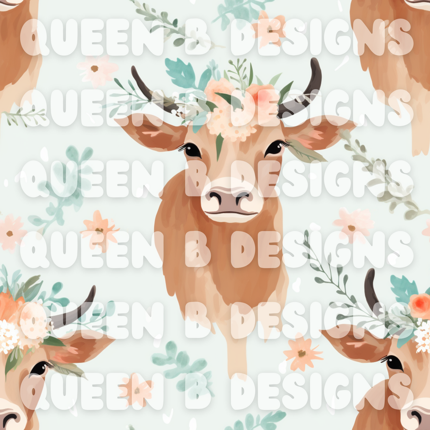 Woodland Cow Mint Seamless File