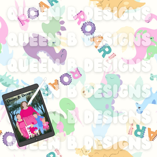 Pastel Dinosaurs Seamless File