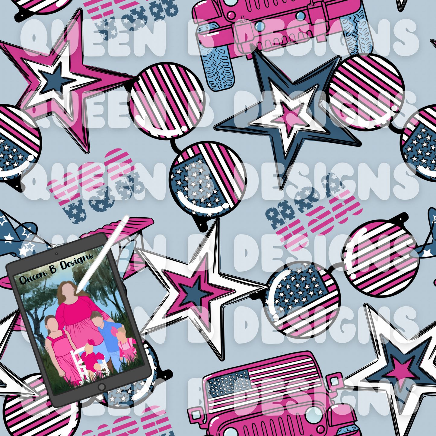 Sibling Retro Patriotic Seamless File